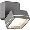 Wonderlamp - Applique LED da esterno Rades 6 W, forma quadrata, luce neutra, IP54, applique moderna, struttura orientabile, nero