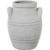 DRW Vaso da tavolo con manici in ceramica grigio sabbia 22x22x30cm