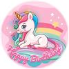J&M DECO Decorazioni Torta Compleanno - Cake Topper Motivo Unicorno - Commestibile Topper Torta Compleanno - Carta Commestibile Fondant - Topper Torta Rotondo 20 cm - Decorazioni Torta Unicorno