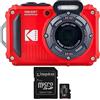Kodak PIXPRO WPZ2 - Fotocamera digitale impermeabile da 16 MP con zoom ottico 4X (rosso) e scheda microSDHC da 32 GB con adattatore (2 pezzi)