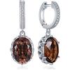 JewelryPalace Orecchini Donna Pendenti Lunghi Argento 925 Con Naturale Quarzo Fumoso, Piercing Cerchio Con Pendenti Pietra a Taglio Ovale, Marroni Set Gioielli Donna