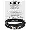 Bramart Azienda Italiana Bracciale Uomo in Pelle Intrecciata con Acciaio Inox inossidabile A Mio Marito Idee Regali per lui Natale Compleanno Anniversario - Cofanetto con DEDICA incluso (21, A mio Marito 2)