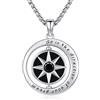 Eusense Boussole Collier 925 Argent Sterling Boussole Pendentif pour Femmes Hommes Bijoux Cadeau de Graduation pour la Famille Amis Amoureux Anniversaire Graduation