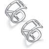 CHIC & ARTSY Set di Orecchini a Polsino per le Orecchie in Argento Sterling 925 a Forma Geometrica, Finti Orecchini a Polsino Largo per le Orecchie, Non piercing, Regolabili per le Donne