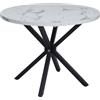 DEYARNA HOME Tavolo da Pranzo Moderno con Struttura in Metallo, Tavolo da Cucina per 4-6 Persone, Tavolo Rotondo da 100 cm per Sala da Pranzo, Soggiorno, Ufficio, Ristorante (Bianco/Nero)