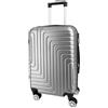 R.Leone Valigia da 1 Fino a Set 4 Trolley Rigido grande, medio, bagaglio a mano e beauty case 8 ruote in ABS 950 (M Medio, Argento)
