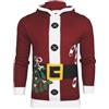 Xact novità Maglione Natalizio con Cappuccio da Uomo (Santa - Red) M