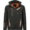 Geographical Norway Royaute Men - Giacca Cappuccio Softshell Impermeabile Uomo - Giacca Vento Tattica Da Esterno - Escursionismo Sci Autunno Inverno Primavera (Arancia nera S)