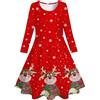 Belovecol Bambini Ragazze Natale Stampato Natale Manica Lunga Swing Abiti Cartone Animato Alce Rosso Vestito 8-9 Anni