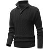 MeiLayM Maglioni Uomo Pullover Invernali Collo Alto Maglione con Zip Tenere Caldo Maglia a Costine Casual Giacca a Pullover Giubbetto in Pile a Maniche Lunghe Pullover Nero,XL