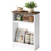IBUYKE Tavolino Salotto Con Ripiano Portaoggetti, 3 Ripiani Tavolino Piccolo Per Piccoli Spaz, Comodino Piccolo Per Soggiorno Camera Balcone Cucina,Bianco e Marrone WST006W