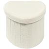 Bonlife Pouf Contenitore, Portaoggetti Baule, Poggiapiedi Pieghevole di Cuore, Cassapanca, per Ingresso, Soggiorno e Camera da Letto, Bianco, 38x38x38 cm