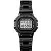 PASOY Orologio digitale multifunzione da uomo in acciaio inox quadrato cassa doppia allarme cronometro conto alla rovescia retroilluminato orologio impermeabile, Nero da donna., M, braccialetto
