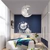 PETITES ECREVISSES Lampadario a sospensione con luna e stelle industriali, in alluminio, design per bambini, decorazione camera, 40 x 110 cm (luce bianca fredda)
