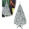 YRHome - Albero di Natale artificiale, 210 cm, in PVC con effetto innevato, apertura automatica, ignifugo, per casa, negozi, con supporto in metallo