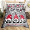 Homewish Set di biancheria da letto con motivo natalizio con gnomi di Natale, per bambini, ragazzi, ragazze, adolescenti, adulti, Babbo Natale, fiocco di neve, con 2 federe, colore: grigio