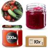 KADAX Barattoli Ermetici di Vetro da 200 ml, Vassetti Piccoli con Coperchio a Vite per Conserve di Frutta, Marmellate e Miele (Set di 10, Verdure)