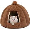 ALLSOPETS Letto Grotta per Gatti e Cani - Tenda Calda Accogliente con Cuscino Removibile Lavabile - Nido Igloo per Animali di Taglia Piccola e Media (Marrone Castagna, S)