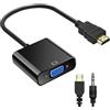 Sooiiyu Adattatore HDMI a VGA, Unidirezionale HDMI Computer a VGA Monitor, con Interfaccia Audio/Alimentazione e cavo, Compatibile con Computer, Laptop, Monitor, Proiettore, HDTV, Chromebook