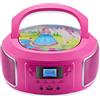 Cyberlux Boombox portatile, radio FM, AUX-in, CD/CD-R, USB, connettore per cuffie, impianto compatto, lettore CD, radio CD, impianto stereo, radio per bambini, boombox