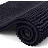 Homaxy - Tappeto da bagno in chenille, antiscivolo, lavabile, morbido, assorbente, per doccia e bagno - 40x120 cm, Nero