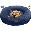 Lovpet® Letto per Cani e Gatti Bagel Ø 100 cm - (3XL), Lavabile, incl. Ciotola + 3X Ossi da Masticare, Divano in Peluche per Cani di Piccola, Media e Grande Taglia, Gatti - Blu Marino