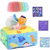 BouGPeng Giocattolo Sensoriale Scatola di Tessuti Scatola di Fazzoletti per Neonati con Carta a Sonagli e Sciarpe di Seta Colorate Scatola Interattiva in Tessuto Montessori per Bambini Neonato