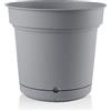 Teraplast Hydral Diametro 33cm - Vaso da Esterno E da Interno in Plastica Opaca, Colore Grigio Nebbia, 100% Riciclabile con Riserva d'Acqua. Fioriera da Interno E da Esterno