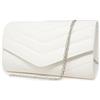 Emila Pochette bianca elegante trapuntata borsetta con catena tracolla da cerimonia donna ragazza signora borsa a mano clutch matrimonio sera giorno a busta semplice classica Ecopelle Bianco