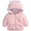 Alunsito Giacca con cappuccio in pile per bambini neonate ragazzi invernale per bambini calda carina orsetto lettera ricamo cardigan bianco 3 0-3 mesi
