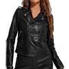 Fulidngzg Chiodo Pelle Donna, Curvy Ecopelle Nera Giubbotto Pelle 2023 Leggero Autunno Invernali Giubbino Pelle Biker Elegante Giacca Pelle Racing Moto Giubbotti in Pelle Corto