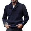 Rrongwn Maglione da uomo nero, classico, maglione invernale, tinta unita, caldo, slim fit, a maniche lunghe, motivo a treccia, casual, leggero, Blu, XXXL