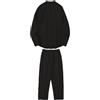 SRTUMEY Set da Uomo in Lino e Cotone da 2 Pezzi, Camicie a Maniche Lunghe, Pantaloni da Spiaggia Casual con, Abiti Estivi da Yoga Completo Bianco (Black, XXXL)