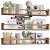 BAKAJI Set 3 Mensole da Parete in Legno, Scaffali a Muro Multiuso e Barra di Protezione Oggetti, Scaffalatura per Camera da Letto, Soggiorno, Cucina, Bagno, Libreria Salvaspazio 3 x 60 cm (Rovere)