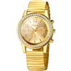 Silverora Orologi da donna elastici con diamanti in oro: facile da leggere analogici al quarzo da donna con lancette luminose, modello solare a tre occhi, decorazione orologi da polso con cinturino