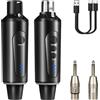 Depusheng S5 Sistema di microfono wireless Trasmettitore ricevitore wireless per chitarra XLR Plug-on per microfoni dinamici e a condensatore da 48 V, mixer audio, con interruttore di riverbero