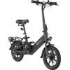 DYU Bicicletta Elettrica Pieghevole, 14 Mini Intelligente Ebike con Pedalata Assistita, 36V 7,5Ah Batteria, 250W Motore, Portapacchi, Luci Notturne, Doppio Freno a Disco, Regolabile in Altezza