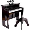 Hape E-Piano Sonoro con sgabello | Pianoforte verticale elettrico in legno alto 50 cm con 30 tasti per bambini dai 3 anni