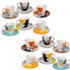 PALUPLUS Set 12 Tazzine Caffè con Piattino in Porcellana da 80 ml, Tazze da Espresso con manico, Lavabili in Lavastoviglie, adatte per Microonde, FANTASIA SPOT -265