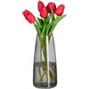 Relaxdays Vaso in Vetro Decorativo, Vasetto per Fiori da Interno, HxD: 21,5x15 cm, Decorazione Centrotavola, Grigio