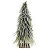Flair Flower Mini Albero di Natale Artificiale su Base di Legno, Neve ghiacciata, Neve Artificiale, Albero di Natale