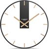 Cander Berlin ILVI - Orologio da parete silenzioso, 33 cm, in metallo e legno, senza ticchettio, grande, moderno, nero, soggiorno, cucina
