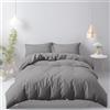 LivinEase Set Copripiumino Matrimoniale 260x240 - Microfibra Copripiumino 260x240cm + Federe 65x65cm - Copripiumino Matrimoniale Grigio