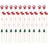 xocome Stuzzicadenti in Legno 100 Pezzi di Natale Cocktail Sticks stuzzicadenti Albero di Natale in Legno Rosso Renna Mini Decorazioni