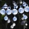 LQWELL® Catena di luci solari per esterni, giardino, luce a energia solare, sfere di cristallo, 30 LED, 8 m, IP44, 8 modalità, per esterni, giardino, terrazza (8M 30LED Bianco)