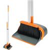 Dirty Fox Set di scopa e paletta con manico lungo 137 cm, perfetto set di paletta e spazzola per una pulizia efficiente della casa (arancione e grigio)