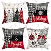 Jiahuade Natale Cuscino,Cuscini natalizi per Divano,4 Pcs Copricuscini Natalizi,Cuscino Natalizio,Federe Cuscini Natalizi,Cotone e Lino Biancheria Cuscini,per Divano per Natale Decorazioni ( 45 x 45 cm）