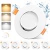 GeyouLux 3CCT Faretti LED da Incasso per Cartongesso Dimmerabile 4.9W 500LM 230V Faretti LED Soffitto IP44 Apertura 68-80mm Faretti Ruotabile a 45° Bagno Faretti da Incasso Set di 6 Bianco