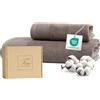 Ferò Set Asciugamani Bagno di Lusso 2 Pezzi, OEKO-TEX 100% Cotone Premium 550 g/m², Ultra Morbido e Assorbente, Design Italiano, Coppia Asciugamani Viso e Bidet, Asciugamano 50x100, 50x30 cm, Tortora