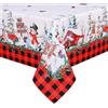 Yrendenge Tovaglia natalizia, lavabile, in poliestere, effetto loto, impermeabile, resistente agli oli, antimacchia, facile da pulire, per sala da pranzo, feste, 130 x 220 cm, bianco e rosso